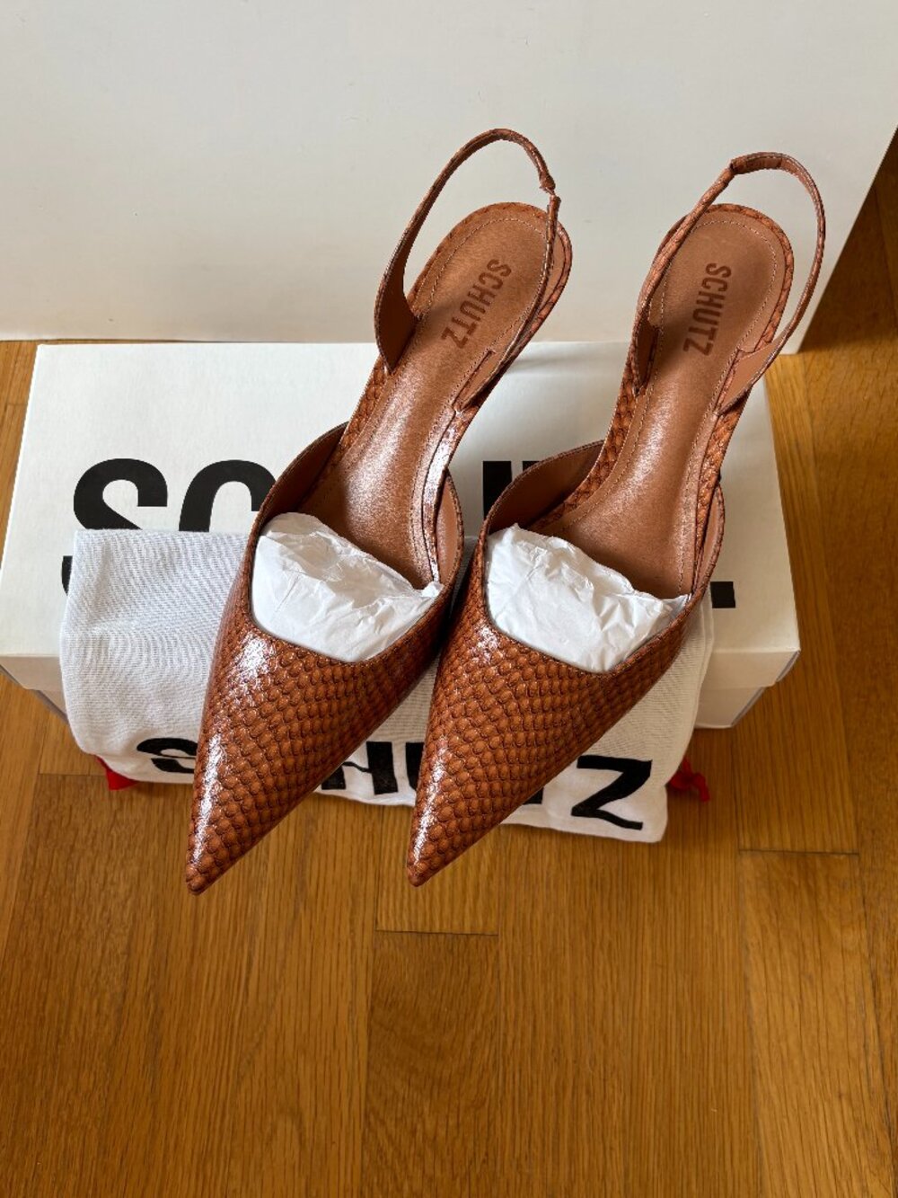 NEW Schutz Paola Mid Urban Snake Slingback Heels Size 10 NWT